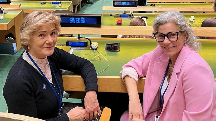  Maria Larsson bemannade svenska stolen i generalförsamlingen tillsammans med Åsa Johansen som representerade Women in Tech