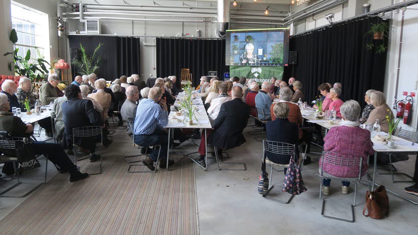 Fullsatt i Bryggeriet med förbundsordförande Eva Eriksson deltog via Zoom
